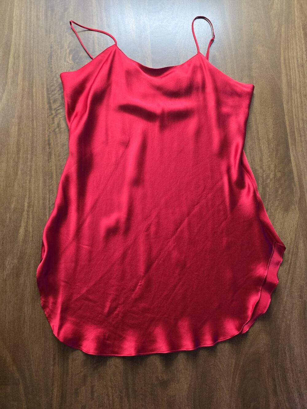 Vintage Kiss n Touch 100% Silk Slip Dress Red Lingerie Chemise Nightgown Size L
